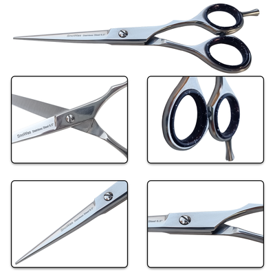 SnoWas - 1 x Hairdressing  6.5" Super Cut, Flat & Jaguar Barber Hair Scissors for Professional Hairdressers Barbers Stainless Steel Hair Cutting Shears - For Salon Barbers, Men, Women, Children and Adults